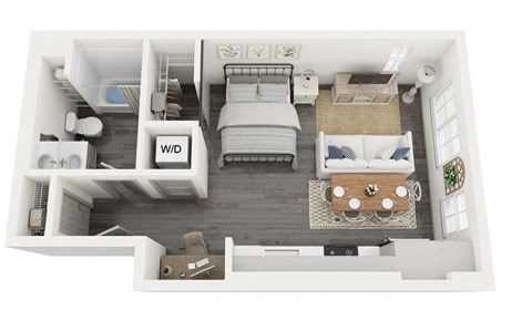 Amelia Studio A1 floorplan- 493 sq ft